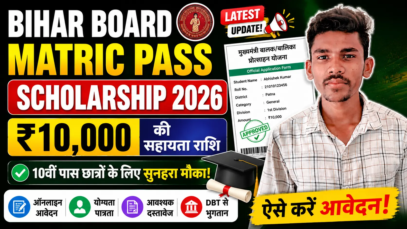 Bihar Board Matric Pass Scholarship 2026